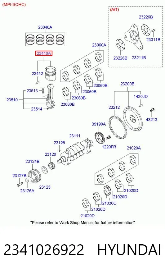 Поршень (комплект на мотор), STD 2341026922 Hyundai/Kia