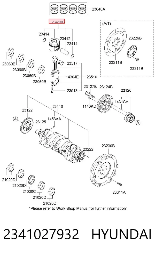 Поршень з пальцем без кілець, STD 2341027932 Hyundai/Kia