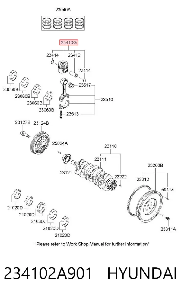 Поршень з пальцем без кілець, STD 234102A901 Hyundai/Kia