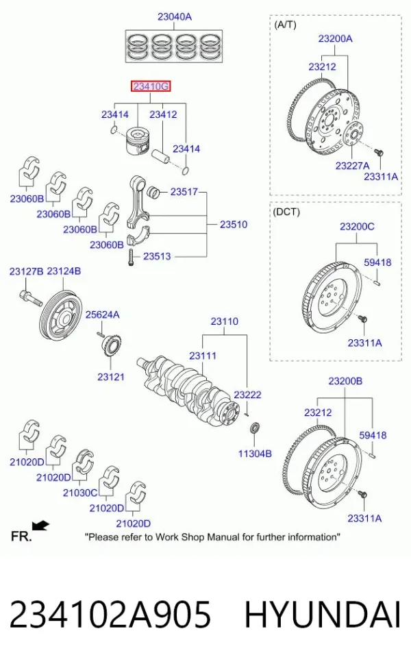 Поршень з пальцем без кілець, STD 234102A905 Hyundai/Kia
