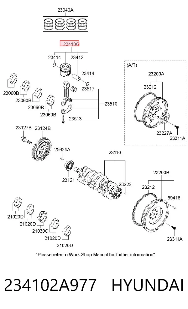 Поршень з пальцем без кілець, STD 234102A977 Hyundai/Kia