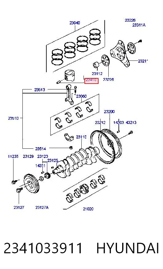 Поршень з пальцем без кілець, 1-й ремонт (+0,25) 2341033911 Hyundai/Kia