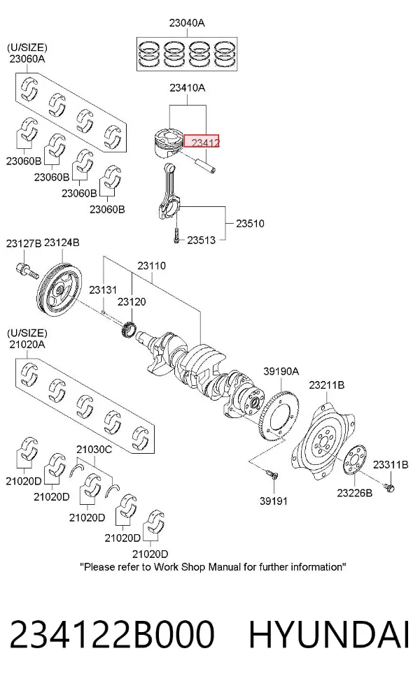 Палець поршня двигуна 234122B000 Hyundai/Kia