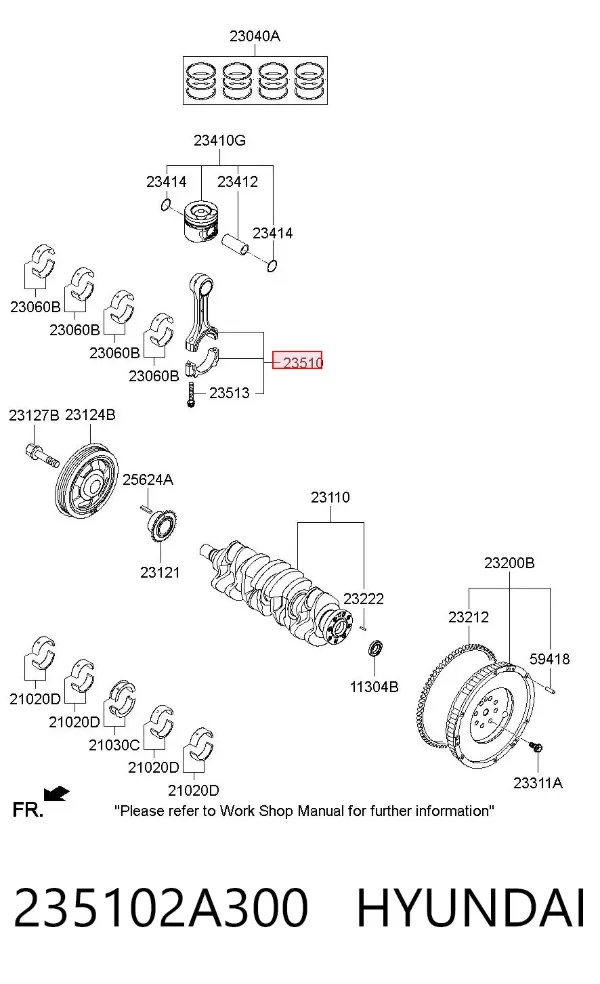Шатун поршня двигуна 235102A300 Hyundai/Kia