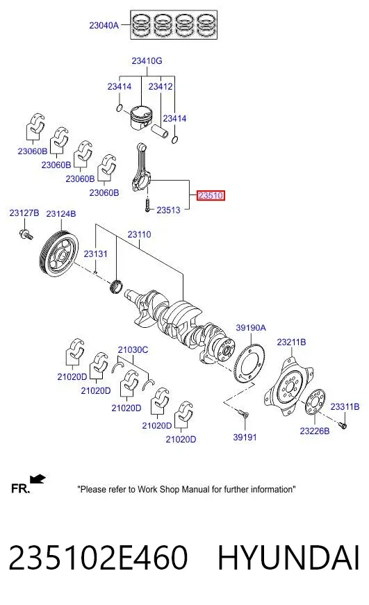Шатун поршня двигуна 235102E460 Hyundai/Kia