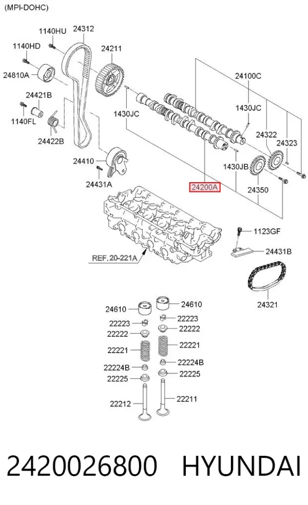 Розподільний вал 2420026800 Hyundai/Kia