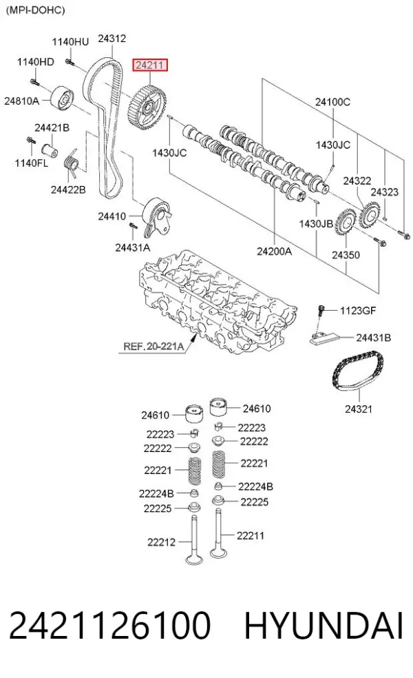 Шестерня розподільного валу 2421126100 Hyundai/Kia