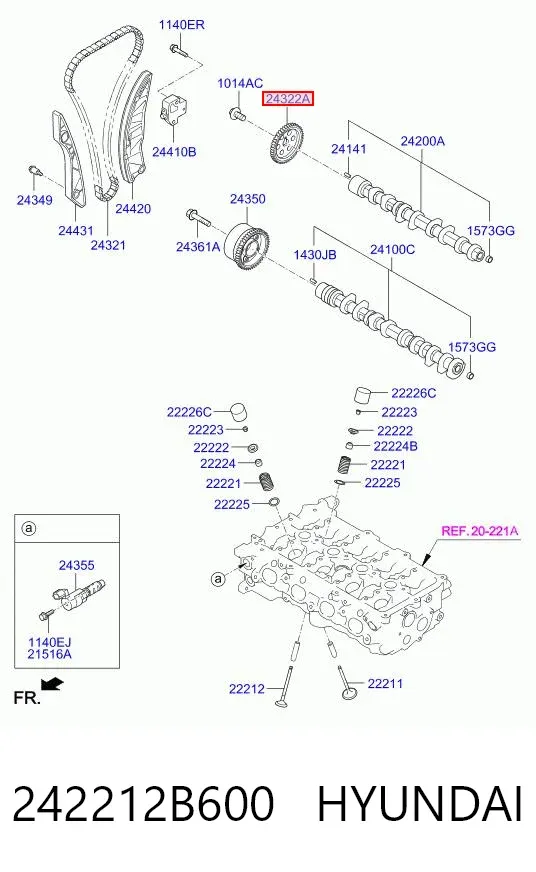 Шестерня розподільного валу 242212B600 Hyundai/Kia
