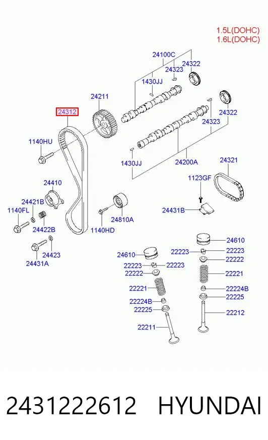 Ремінь ГРМ 2431222612 Hyundai/Kia