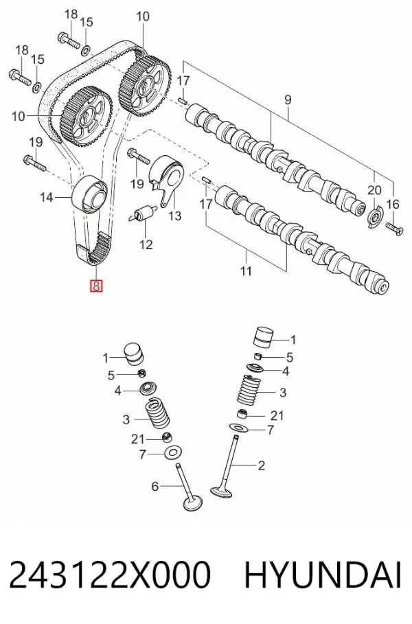 Ремінь ГРМ 243122X000 Hyundai/Kia