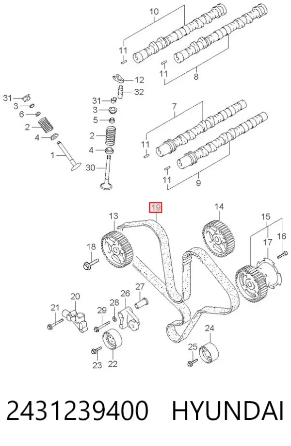 Ремінь ГРМ 2431239400 Hyundai/Kia