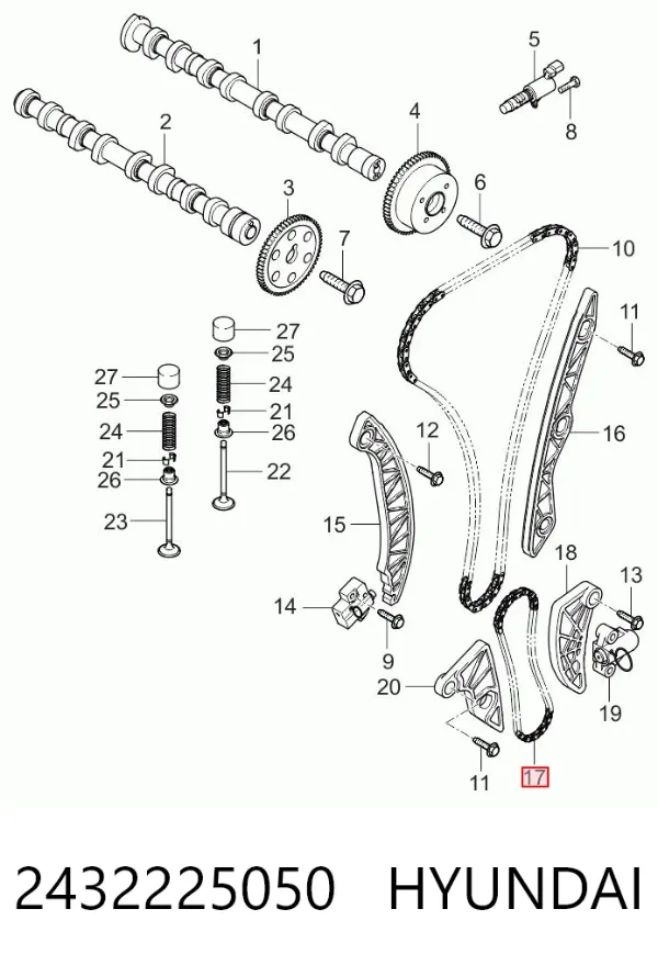 Ланцюг маслянного насосу 2432225050 Hyundai/Kia