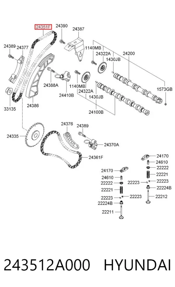 Ланцюг ГРМ 243512A000 Hyundai/Kia