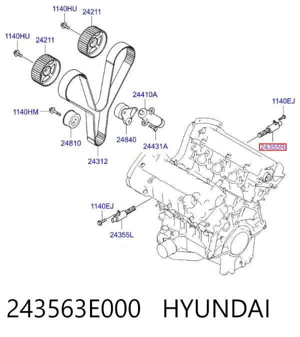 Клапан електромагнітний положення (фаз) розподільного валу, правий 243563E000 Hyundai/Kia