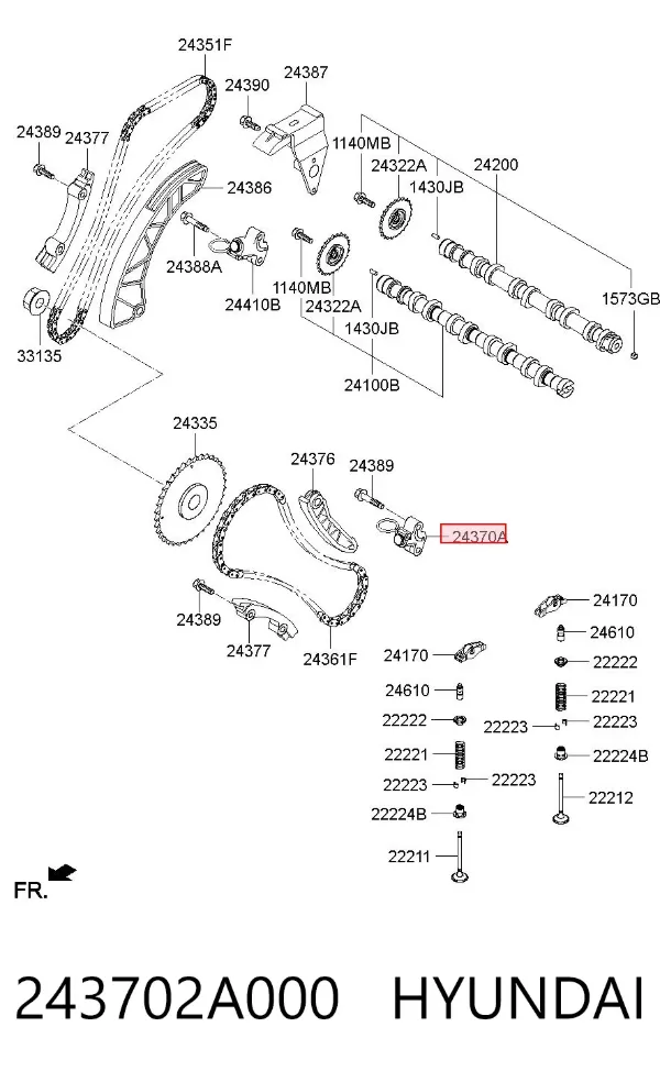 Натягувач ланцюга насосу масляного 243702A000 Hyundai/Kia