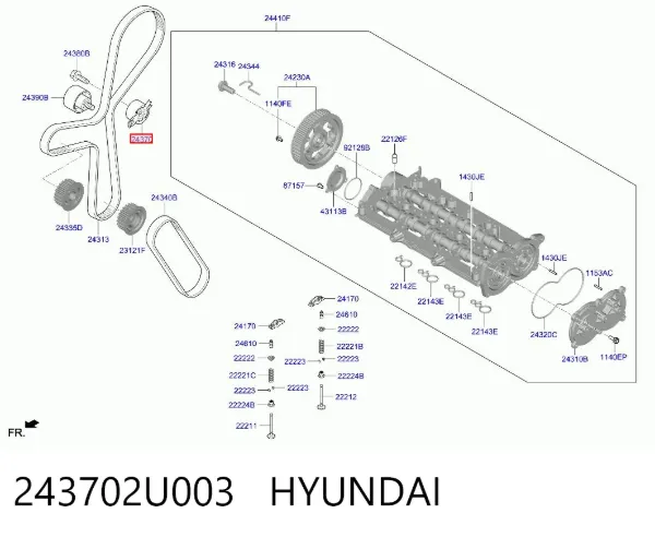 Ролик натягувача ременя ГРМ 243702U003 Hyundai/Kia