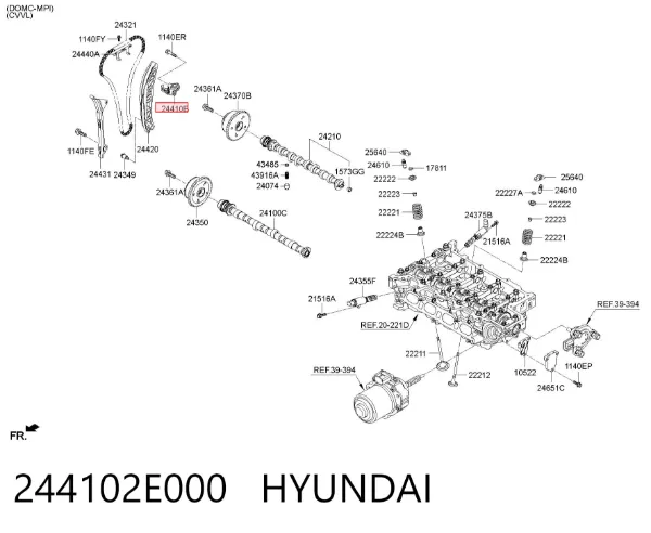 Натягувач ланцюга ГРМ 244102E000 Hyundai/Kia