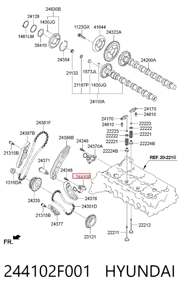 Натягувач ланцюга насосу масляного 244102F001 Hyundai/Kia