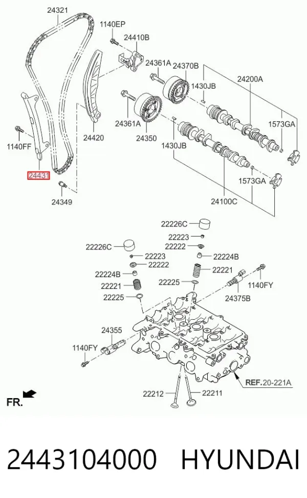 Заспокоювач ланцюга ГРМ 2443104000 Hyundai/Kia