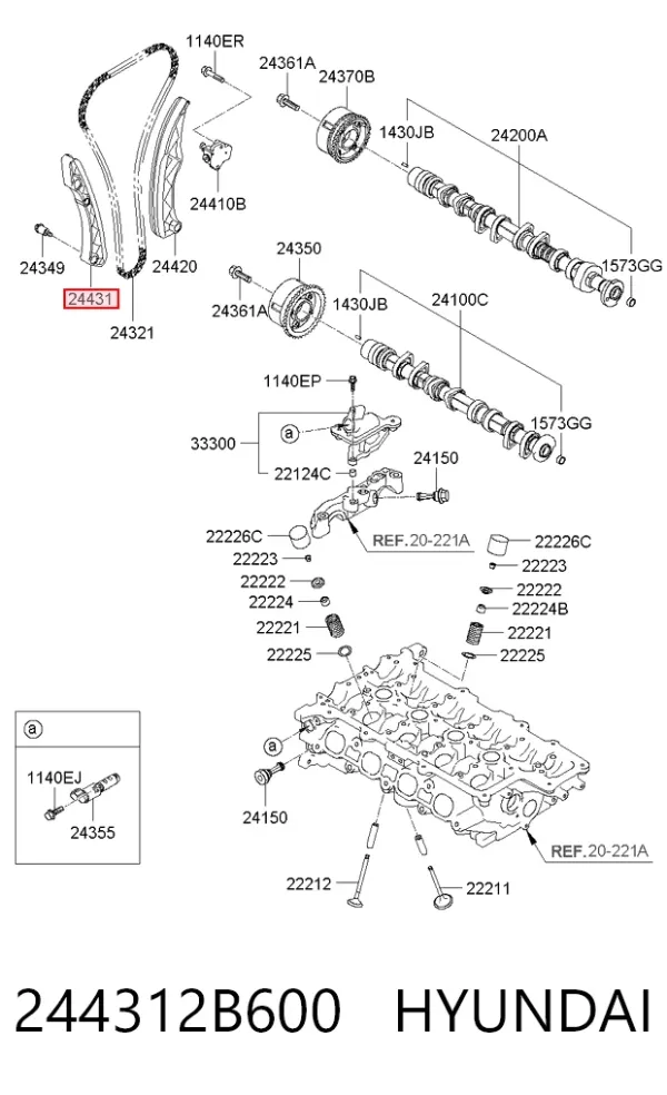 Заспокоювач ланцюга ГРМ 244312B600 Hyundai/Kia