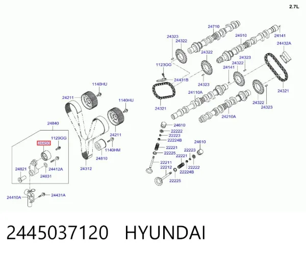 Ролик натягувача ременя ГРМ 2445037120 Hyundai/Kia
