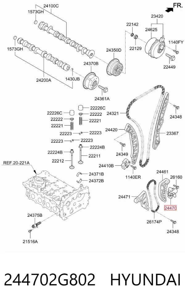 Натягувач ланцюга насосу масляного 244702G802 Hyundai/Kia