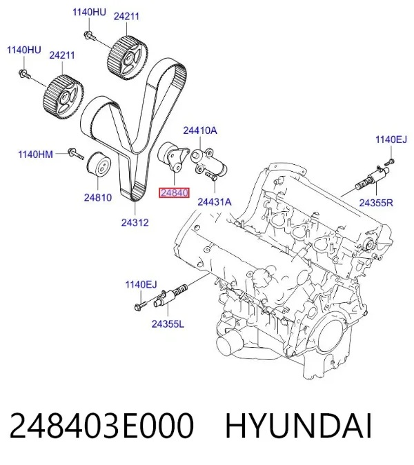 Ролик натягувача ременя ГРМ 248403E000 Hyundai/Kia