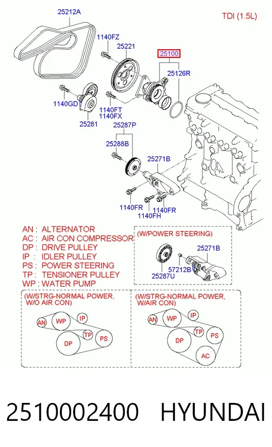 Помпа 2510002400 Hyundai/Kia