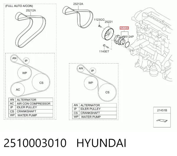 Помпа 2510003010 Hyundai/Kia