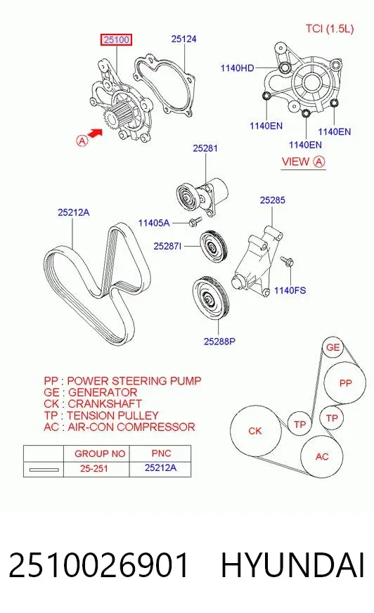 Помпа 2510026901 Hyundai/Kia