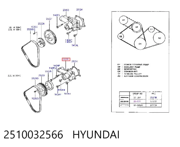 Помпа 2510032566 Hyundai/Kia