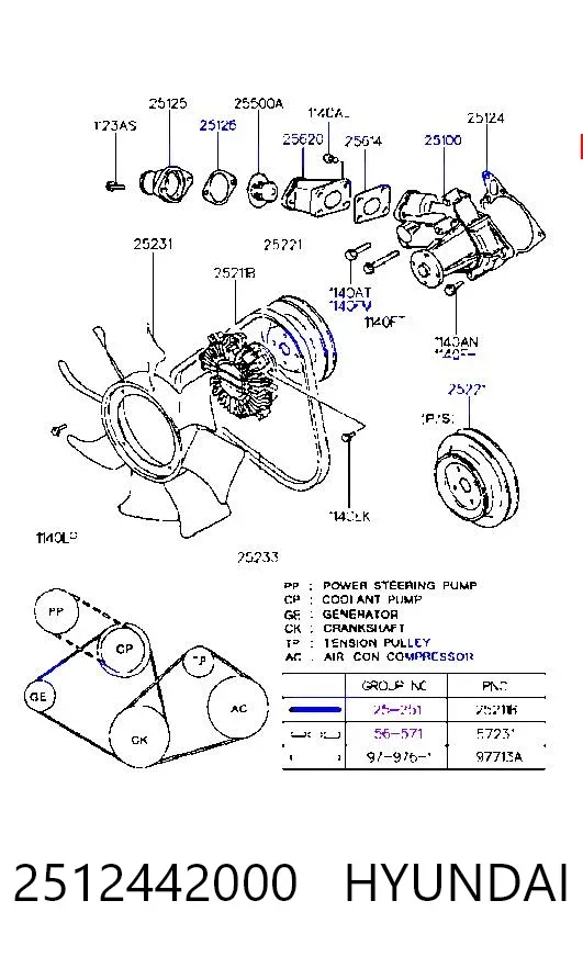 Прокладка водяної помпи 2512442000 Hyundai/Kia