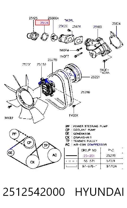Кришка термостата 2512542000 Hyundai/Kia