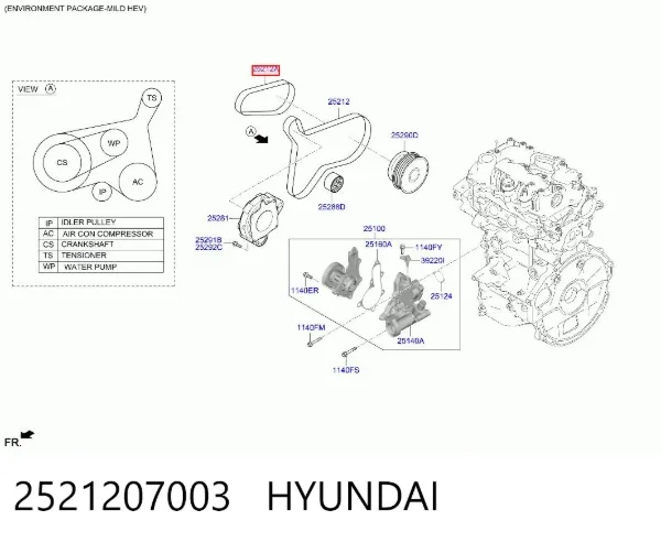 Ремінь генератора 2521207003 Hyundai/Kia