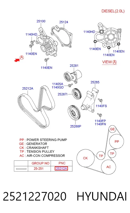 Ремінь генератора 2521227020 Hyundai/Kia