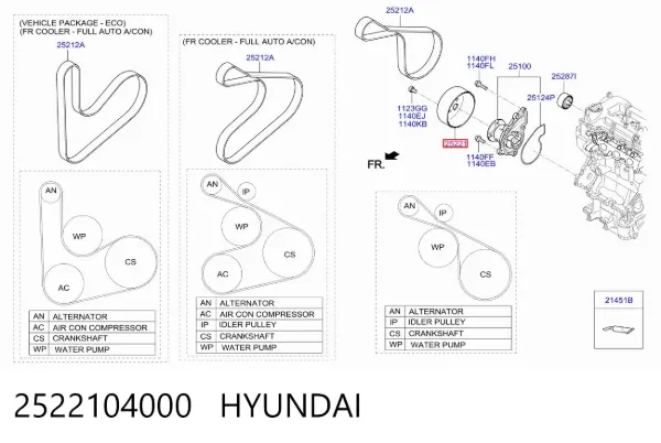 Шків помпи 2522104000 Hyundai/Kia
