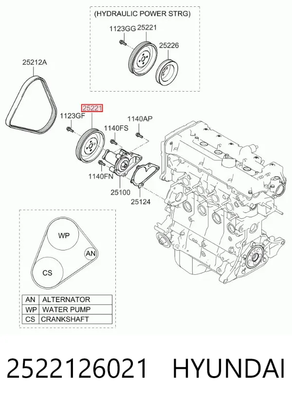 Шків помпи 2522126021 Hyundai/Kia