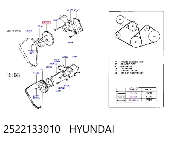 Шків помпи Hyundai Sonata III