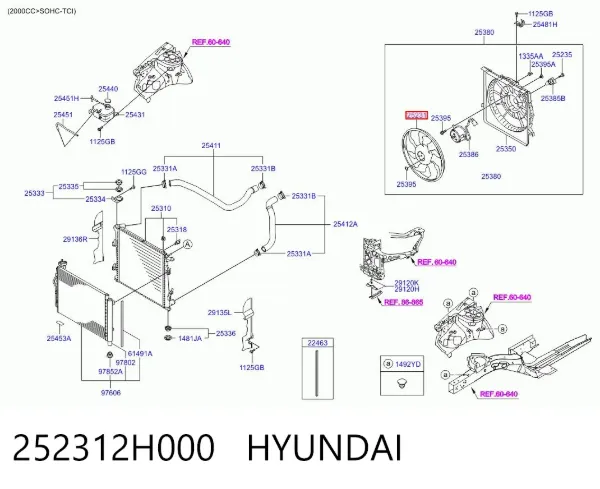 Двигун вентилятора системи охолодження 252312H000 Hyundai/Kia