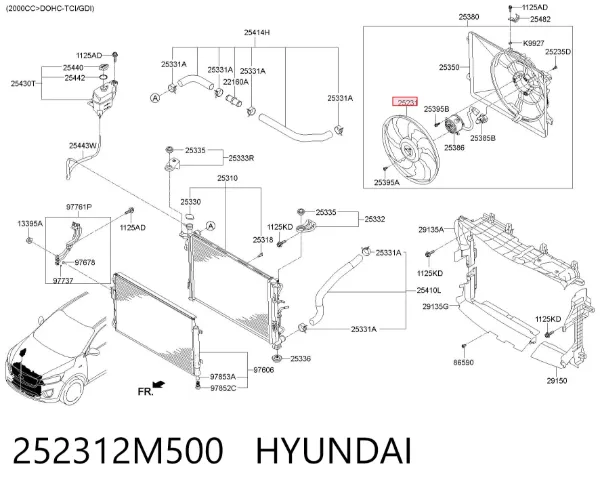 Вентилятор/крильчатка радіатора охолодження 252312M500 Hyundai/Kia