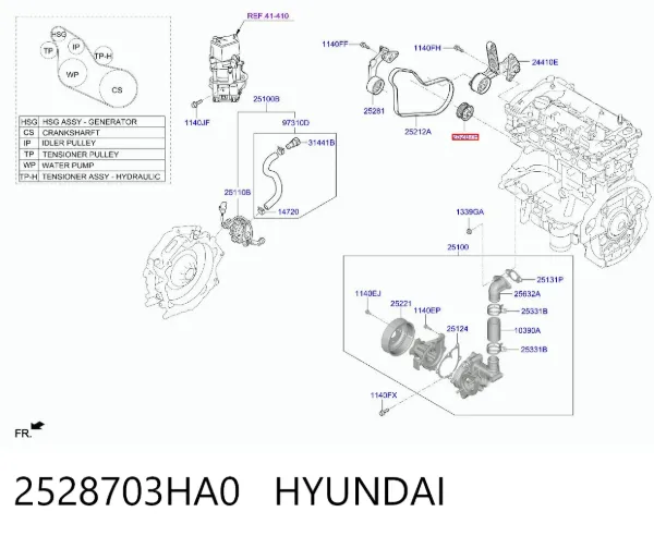 Ролик паразитний ГРМ 2528703HA0 Hyundai/Kia