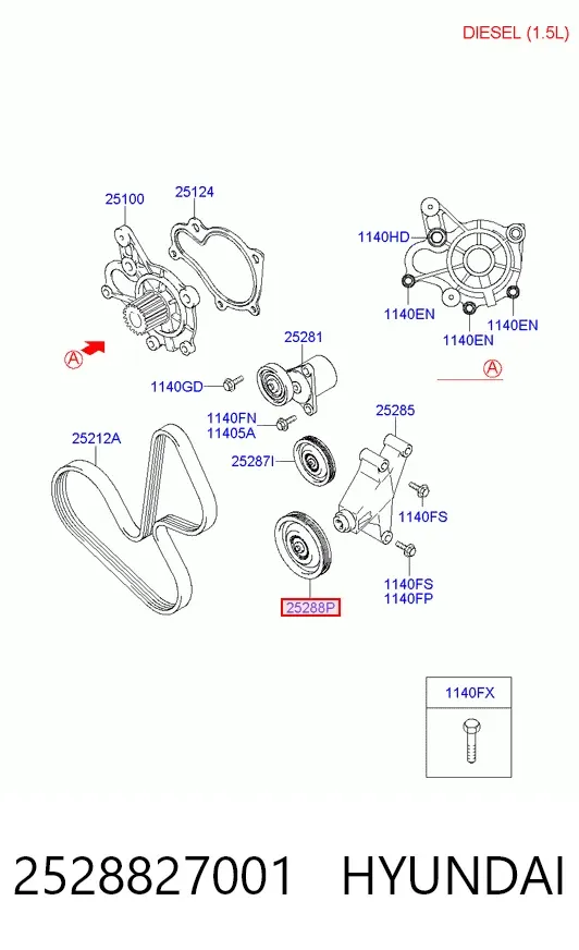 Ролик приводного ременя, паразитний 2528827001 Hyundai/Kia
