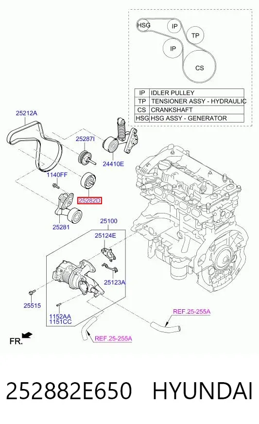 Ролик приводного ременя, паразитний 252882E650 Hyundai/Kia