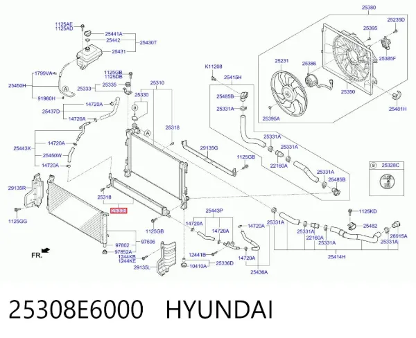 Радіатор охолодження, АКПП 25308E6000 Hyundai/Kia