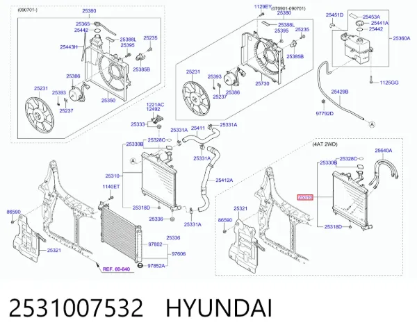 Радіатор 2531007532 Hyundai/Kia