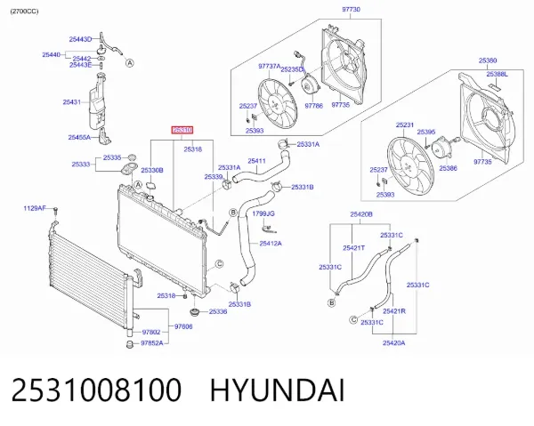 Радіатор 2531008100 Hyundai/Kia