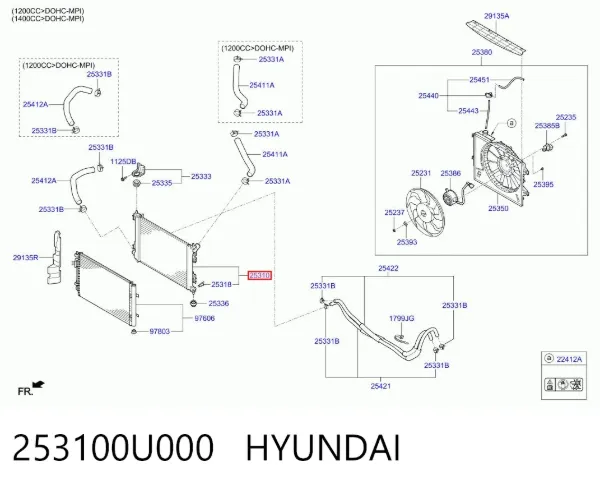 Радіатор 253100U000 Hyundai/Kia