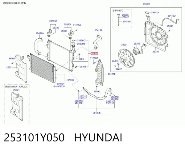 Радіатор 253101Y050 Hyundai/Kia
