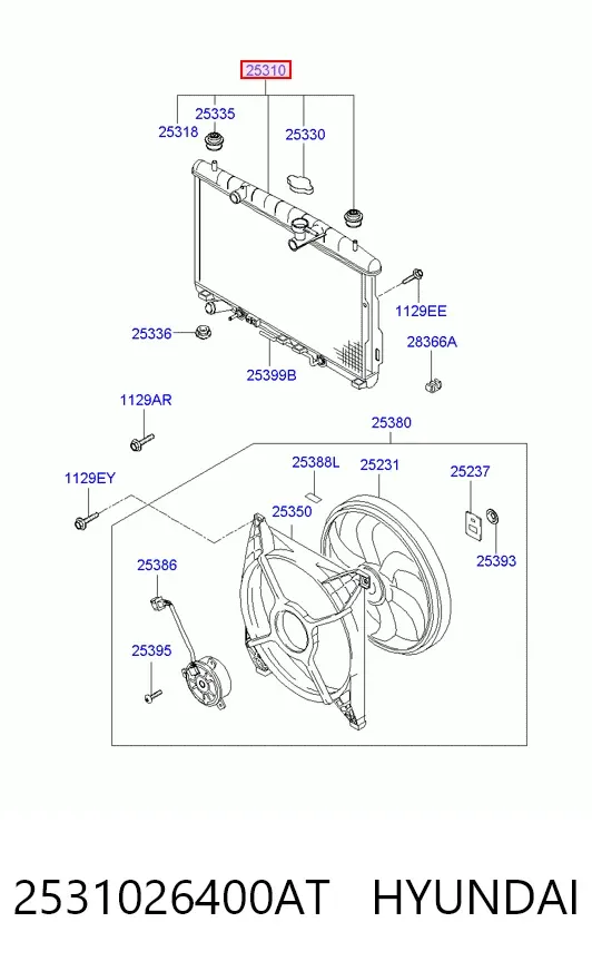 Радіатор 2531026400AT Hyundai/Kia