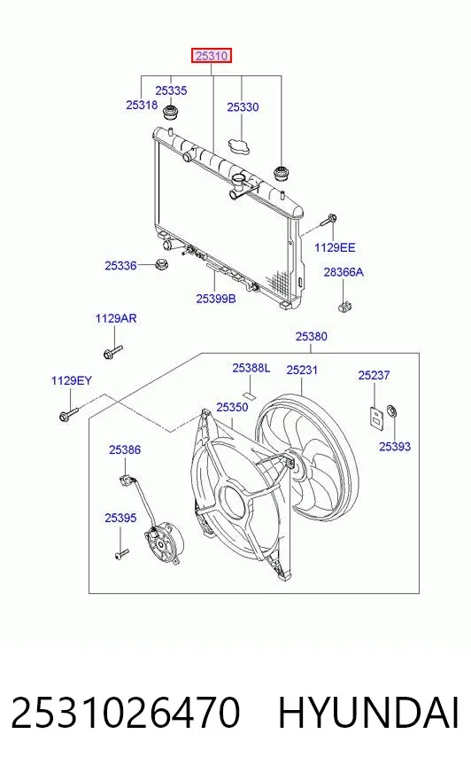 Радіатор 2531026470 Hyundai/Kia